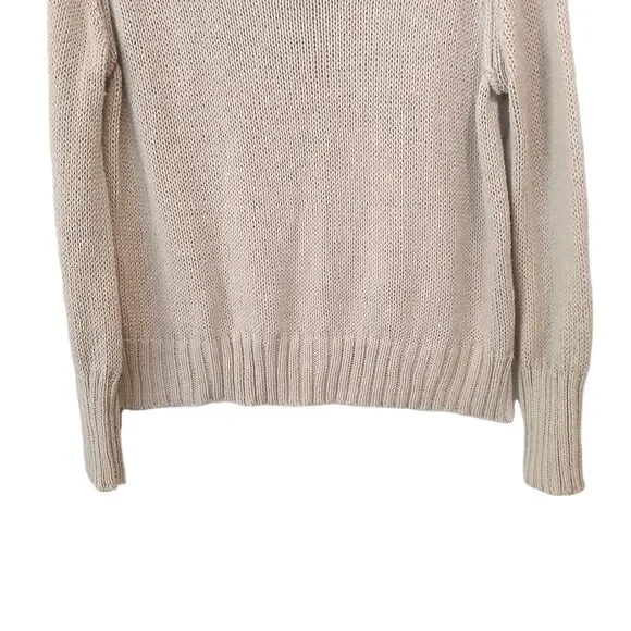 Wooden Ships Shaker Knit Sweater Womens Size XS/S Beige Crewneck Cozy Cotton Bld - Picture 3 of 11